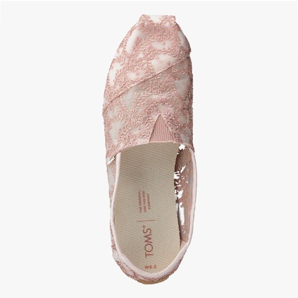 TOMS Alpargata Shoes Women's‎ Size 9 US Rose Gold Pink Hibiscus Floral Lace NWT - Picture 5 of 12